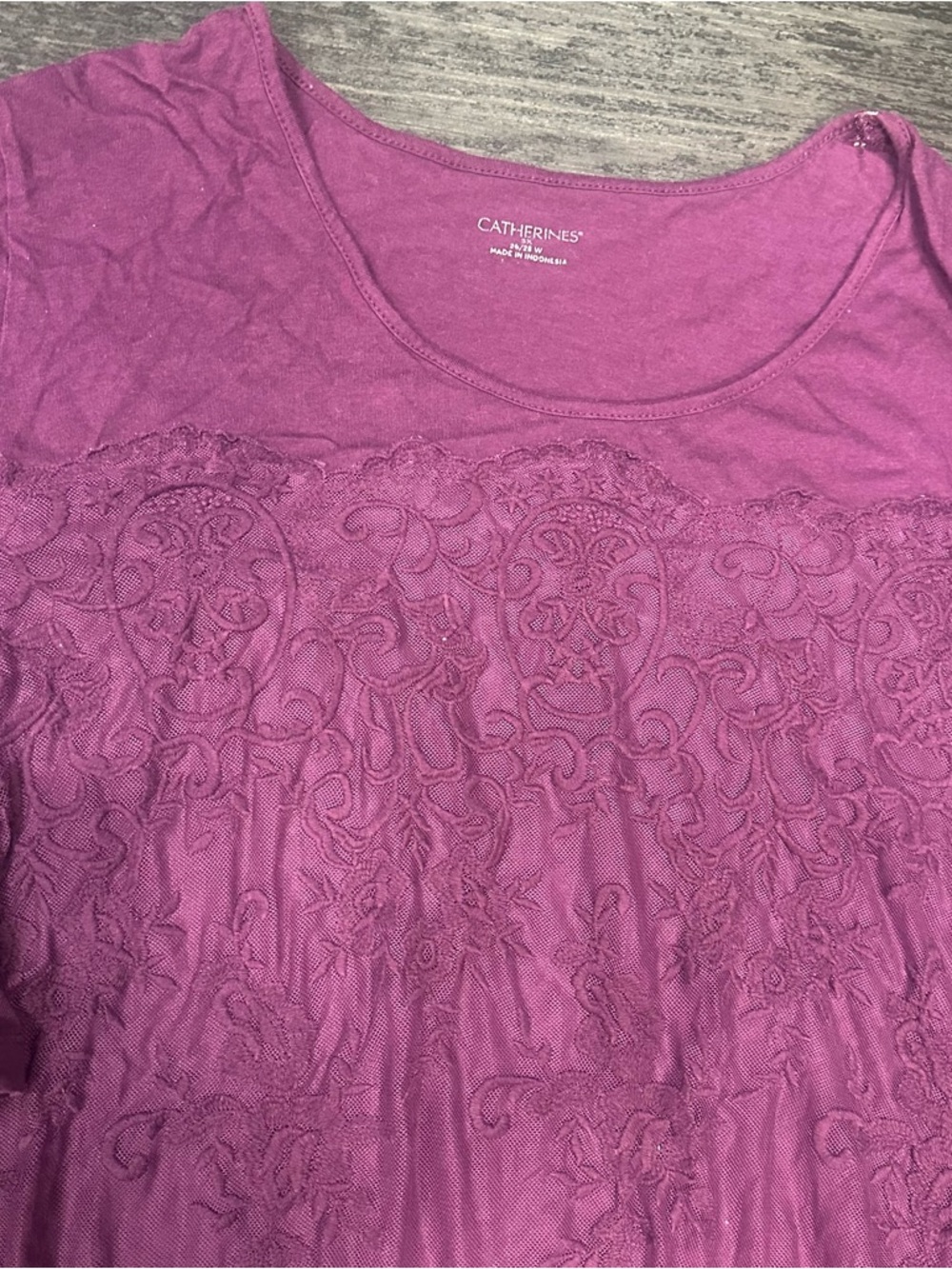Catherine’s Purple Long Sleeve Lace Top Size 3X 26/28W